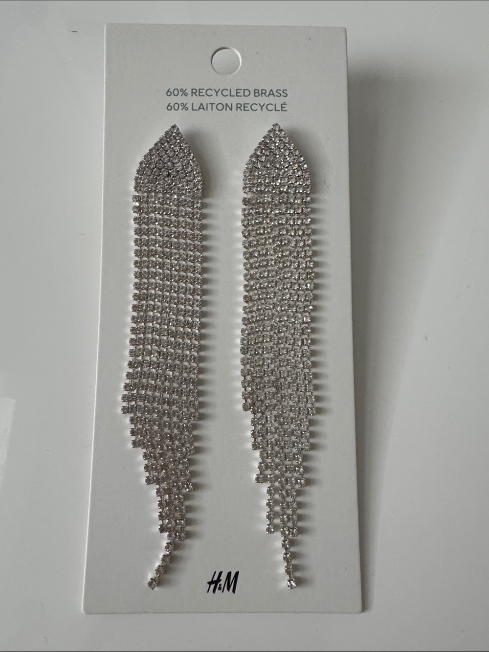 H&M Silver Crystal Fringe Drop Earrings
